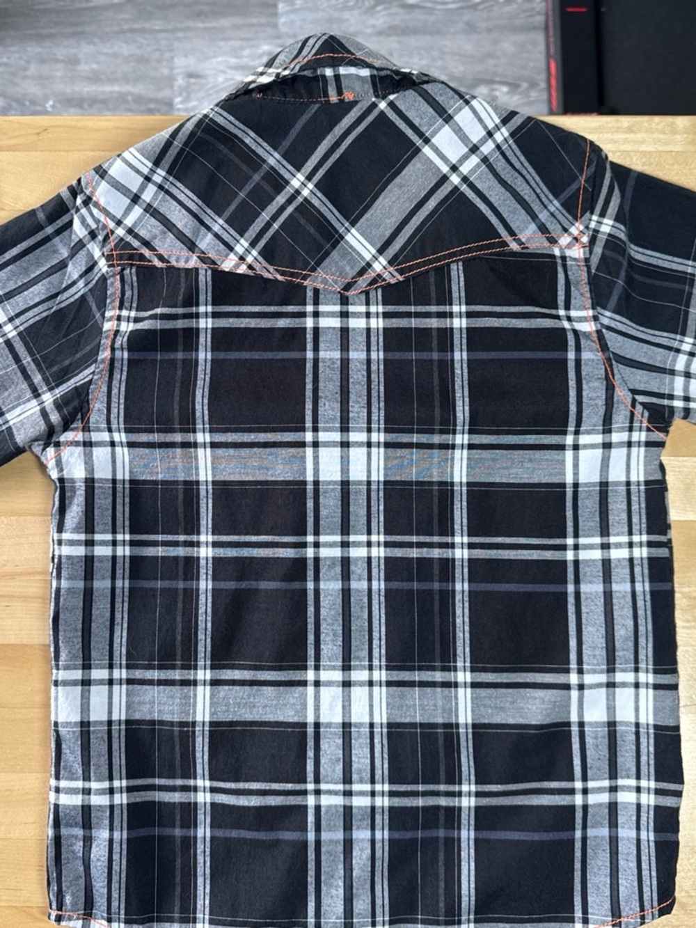Kids Black & White Plaid Button-Down Shirt